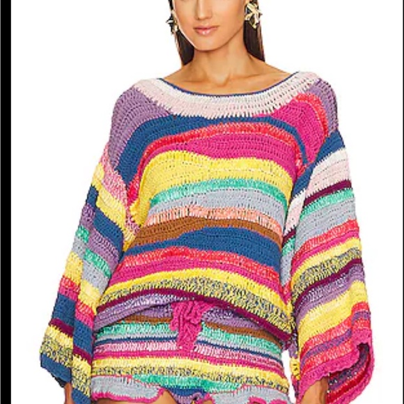 NWT Celia B Gemma Sweater Large Multicolor Boho Cotton Pullover - Picture 1 of 15